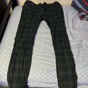 Blue and green plaid pants